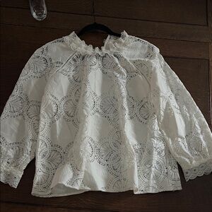 Sezane White Lace Blouse